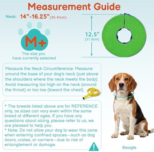 Dog Cone, No-Inflation Sponge Donut Collar for Dogs After Surgery