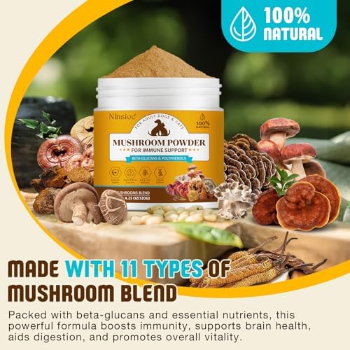 Mushroom Supplement Powder for Dogs & Cats, Dogs Lumps and Bumps-4.23Oz