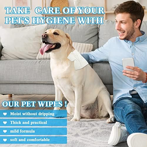 Treela 10 Pack Dog Pet Wipes, 80 Count Paws Body, Unscented
