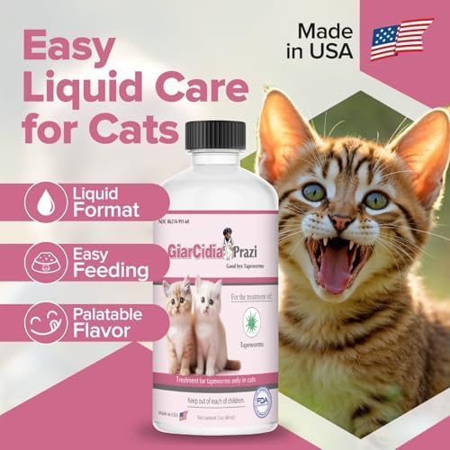 No More Tapeworms in Cats and Kittens- Dewormer for Cats and Dewormer for Kittens - 60mls Chicken Flavour with 3ml Dropper-USA Made Oral Suspension