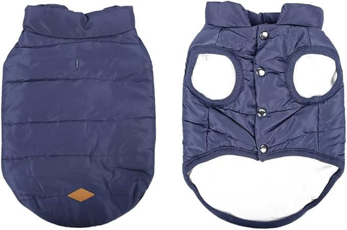 Warm Dog Coat, Windproof Dog Jacket Fleece Pet Winter Coats Solid Color Dogs Clothes Cold Weather Pet Jacket Vest Soft Puppy Apparel for Small Medium Dogs Cat (S, Navy)