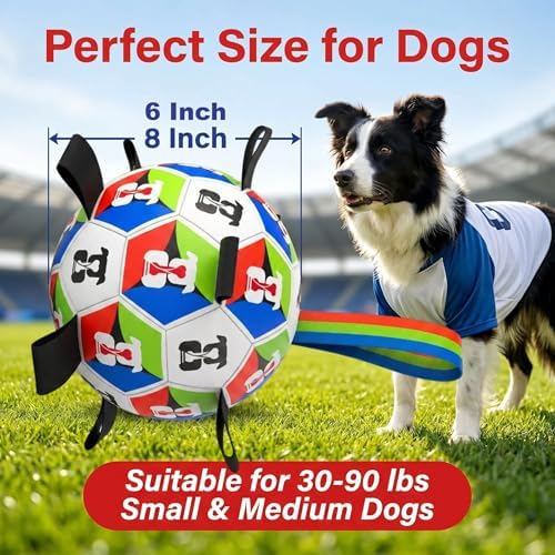 Dog Soccer Ball with Straps, 2026 World Cup Pet Soccer Ball Toy, Tough Herding Ball for Small & Medium Dogs, Interactive Training Toy for Indoor/Outdoor/Water Play, Durable Dog Toys (C, 6in)