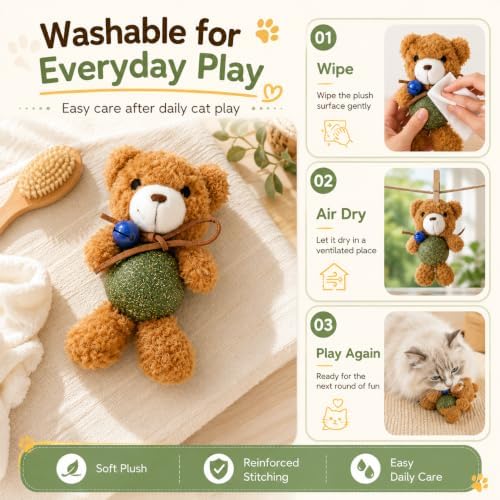 Cat Toys with Catnip Kitten Chew Bite Supplies Boredom Relief Fluffy Kitty Teeth Cleaning Chewing Cat Lovers Interactive Plush Gift (New Rabbit)