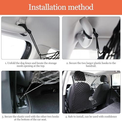 Dog Barrier for Car for Smart Crossblade 2001-2006-pr, Adjustable Reinforced Mesh Pet Net Barrier for Back Seat & Cargo Area Keeps Dogs Safe While Driving