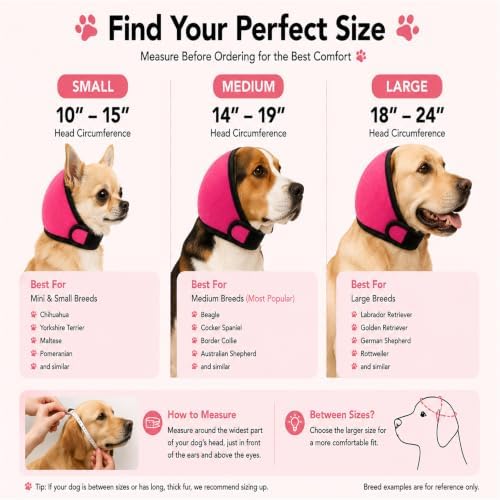 Dog Ear Muffs for Noise Protection, Pink, Small (10"-15")