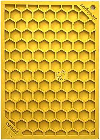 SodaPup Honeycomb eMat – Durable Lick Mat Feeder Made in USA from Non-Toxic, Pet-Safe, Food Safe Rubber for Mental Stimulation, Avoiding Overfeeding, Fresh Breath, Digestive Health, Calming, & More