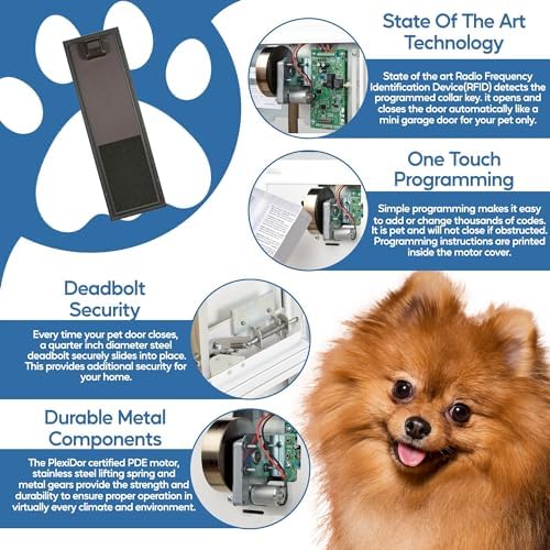 PlexiDor Electronic Wall-Mount Pet Door, Bronze, Large, Up to 100 lbs