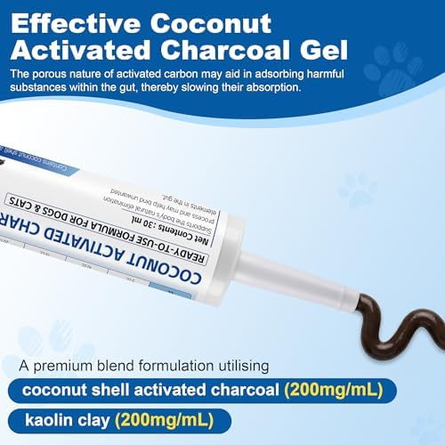 Pet Emergency Activated Charcoal Paste, Toxin Absorber for Dogs & Cats, Aids Digestive System Recovery, Pet First Aid Kit, 30 ml