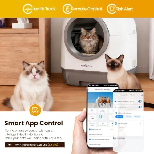 Fansafurn Automatic Smart Self-Cleaning Litter Box with APP Control, 90L Large Space for Adult Cats，Infrared Sensors, Sleep Mode, and Remote APP Control-Hands-Free Operation, White