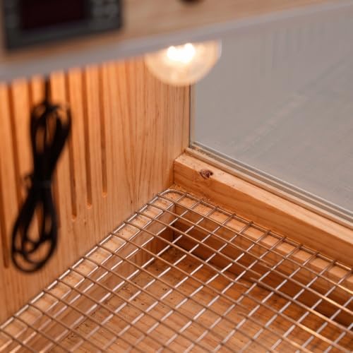 Wooden Box for Chicks, Pet Breeding Box with Sliding Glass Door, Chick for Small Animals, Smart Thermostatic, 60x40x40 CM