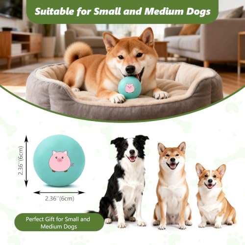 Latex Squeaky Balls for Small Dogs, 2.4" Soft Latex Squeaky Dog Ball Toys, Cute Animals Rubber Bouncy Balls, Puppy Teething Chew Toys for Small & Medium Dogs (2.4"-Set C)