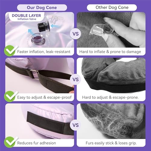 Inflatable Dog Cone Collar - Donut Collar Recovery ECollar Alternative After Surgery - Soft Dog Cone for Small Medium Large Dogs