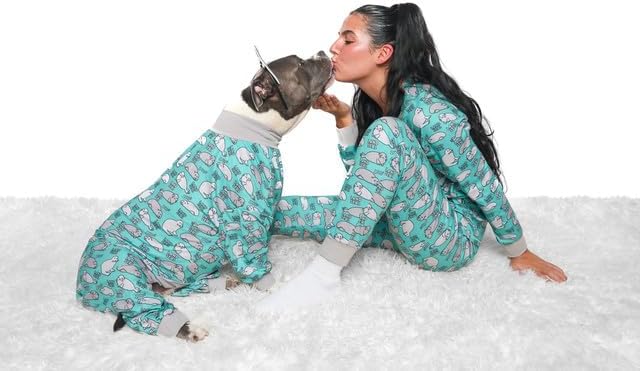Pittie Clothing Pit Bull Dog Pajamas – Full Coverage Dog Onesie, Soft Pajama Outfit for Medium, Large, XL & XXL Breeds