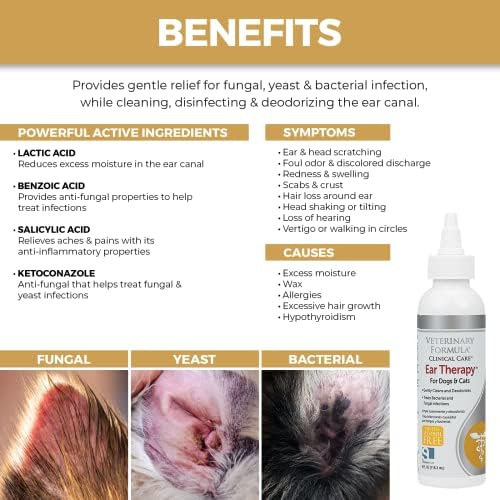 Veterinary Formula Clinical Care Ear Therapy for Dogs & Cats and Antiparasitic & Antiseborrheic Medicated Dog Shampoo Bundle