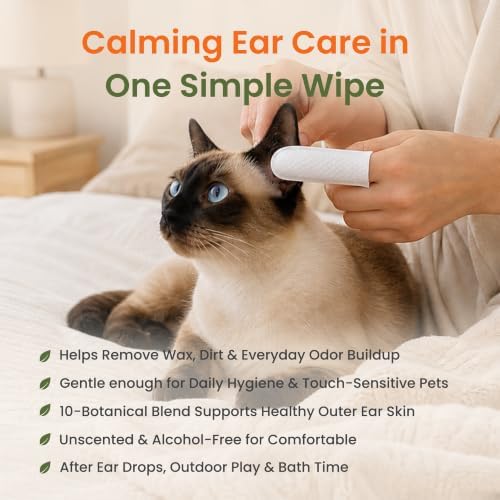 Pet Ear Cleaner Finger Wipes - Clean & Freshen Ears, Unscented 110ct