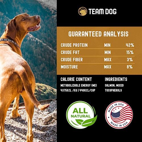 Team Dog Freeze Dried Salmon Dog Treats for Training | Healthy Gluten Free, Grain Free Dog Treats | No Added Fillers, Flavoring or by-Products | for All Breeds & Sizes | 5 Oz Salmon Bites