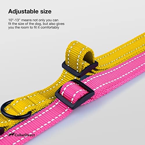 Reflective Dog Collar, Quick-Release Buckle (Yellow, 10-13 Inch)