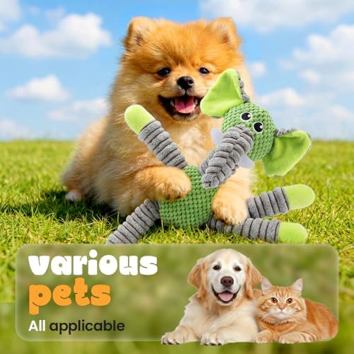 2026 New Dog Toys, Indestructible Plush Dog Toy for Aggressive Chewers, Interactive Squeaky Soft Puppy Chew Toy, Durable Teething Toys for Small Medium Large Dogs (Gray Pink)