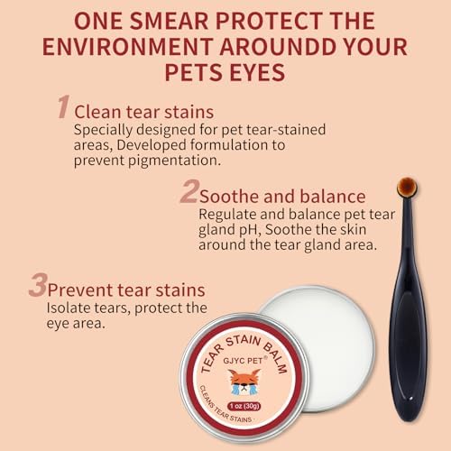 2-in-1 Tear Stain Remover Kit for Dogs & Cats – Natural Eye Wipes (120 Count) & Gentle Stain Remover Balm (1 oz) with Brush – Complete Eye Care for Stains, Odors & Folds