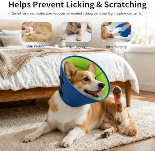 Soft Dog Cone Collar After Surgery, Adjustable Recovery Cone to Stop Licking, Breathable Mesh Elizabethan Collar for Small Medium Large Dogs (M(Neck Girth:11.8"-13.8"))