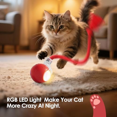 Interactive Cat Toys for Bored Indoor Cats - Motion Activated, RGB Lighting, 2 Speed Settings & 3 Modes - for Cats & Kittens!