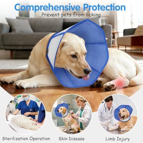 Upraded Dog Cone Collar After Surgery, Adjustable Soft Dog Cone, Soft Inner & Sturdy Protective Recovery Elizabethan Collar for Dogs to Stop Licking Wounds (XL)