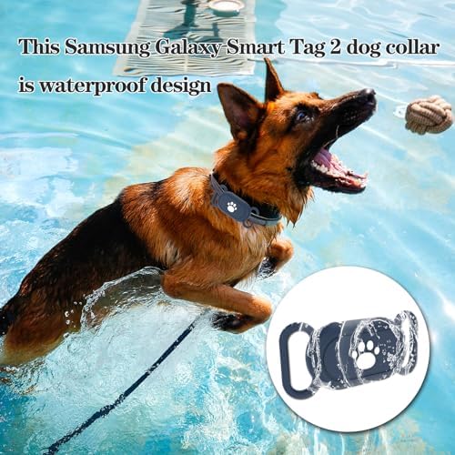 2 Pack Waterproof Dog Collar Compatible with Samsung Galaxy SmartTag2 | Silicone GPS Tracker Hidden Loop Holder for Smart Tag2, Anti-Lost Collar Tag2 Paw Case (Blue Grey)