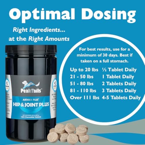KALA HEALTH PeakTails Vet-Formulated Hip & Joint Plus for Dogs, 150 Count