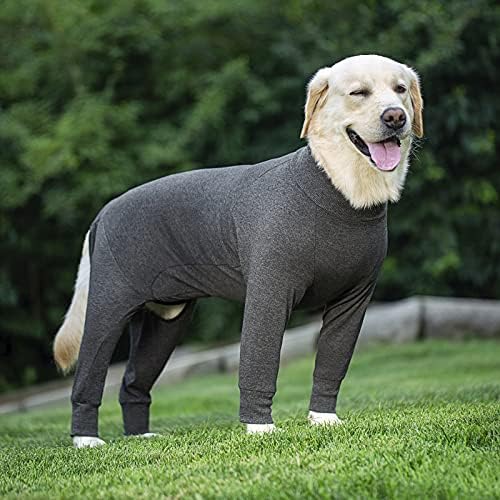 Dog Surgery Recovery Suit Female Male for Dogs After Surgery Medium Large Dogs Onesie Dog Pajamas Pjs Clothes (Pure Grey, 30 (Chest 29.92 in | Backlength 19.69 in))