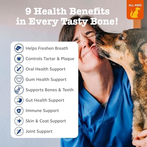 Zesty Paws Dental Dog Bones for Medium Dogs - for Tartar & Plaque, 12 Ct