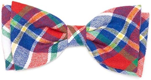 THE WORTHY DOG Fall Patterns Pet Bow Ties for Dogs & Cats, Red/Blue Plaid