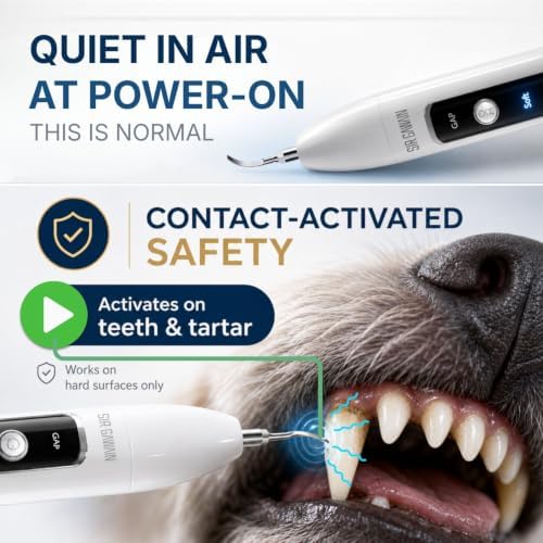 SIRGAWAIN Pet Ultrasonic Dental Cleaner — Plaque, Tartar & Stains Remover, 4 Tips, 3 Modes, LED, Contact-Activated & Smart Touch Protection, Complete Cleaning Kit for Dogs & Cats