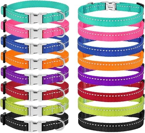 Reflective Dog Collar, Quick-Release Buckle (Red, 7-11 Inch)