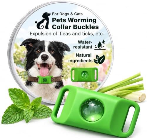 Natural Flea and Tick Repellent Buckle for Dogs, Dog Flea & Tick Control Pendant Tag, Water-Resistant Silicone Buckle with 1 Refill Capsule for Most Dog Collars