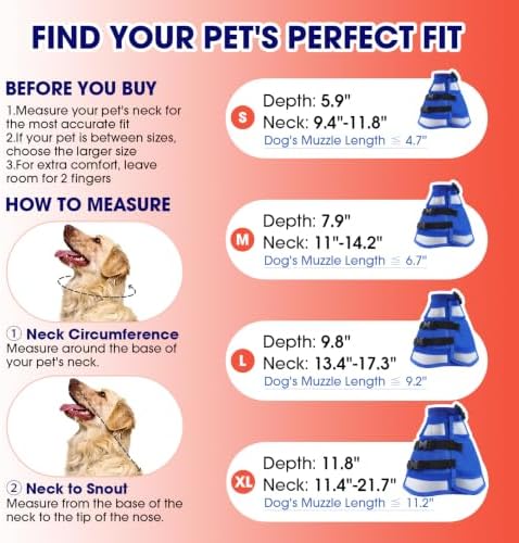 Soft Dog Recovery Cone Collar – Adjustable Transparent E-Collar Alternative for Large Dogs After Surgery | Anti-Lick, Soft Padded Neck, Comfortable Pet Recovery Cone for Eating & Sleeping, XL