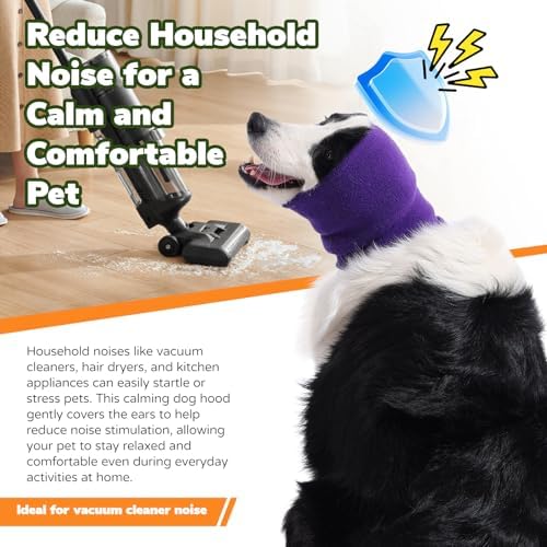 Dog & Cat Calming Band Cat Anxiety Relief Cover,Double Layer Thickened Pet Ears Elastic Neck Band Noise Cancelling Ear Muffs for Anxiety Relief/Noise Protection,Grooming,Thunder,Fireworks