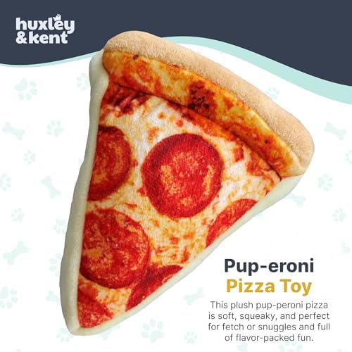 Huxley & Kent Power Plush Squeaky Dog Toy, Pup-Eroni Pizza, Small