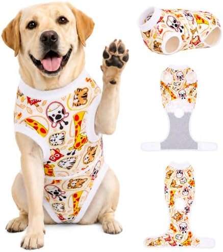 PetWarm Dog Recovery Suit, Surgery Suit for Dogs, Zoo, Red White, XL
