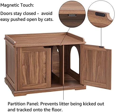 unipaws Cat Litter Box Enclosure Furniture, Hidden Litter Box Cover