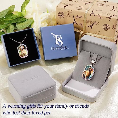 Fanery Sue Pet Ashes Necklace for Dog Cat, Custom Photo & Text