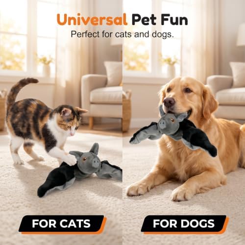 Flying Bat Toy for Dogs & Cats Flapping Wings Interactive Pet Toy (Bat)