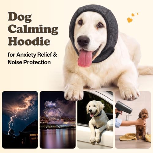 Allroaring Dog Calming Hoodie Noise Shield Anxiety Relief for Dogs,Grey S