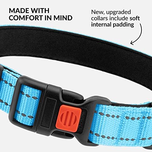 Reflective Dog Collar, Quick-Release Buckle (Light Blue, 18-26 Inch)