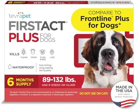 FirstAct Plus Flea Treatment for Dogs, Extra Large Dogs 89+ lbs, 6 Doses, Same Active Ingredients as Frontline Plus Flea and Tick Prevention for Dogs