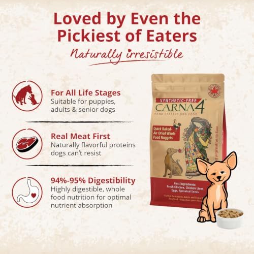 CARNA4 Gentle Quick-Baked Air-Dried Dog Food, Chicken Recipe, 22lb