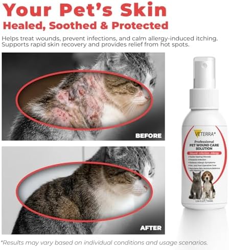 Dog and Cat Wound Care Spray for Dogs & Cats – Vet Recommended Skin Cleansing Spray, Helps Clean Minor Cuts & Scratches, Supports Skin Hygiene, Gentle No-Sting Formula - 3.38 Oz 100 Ml