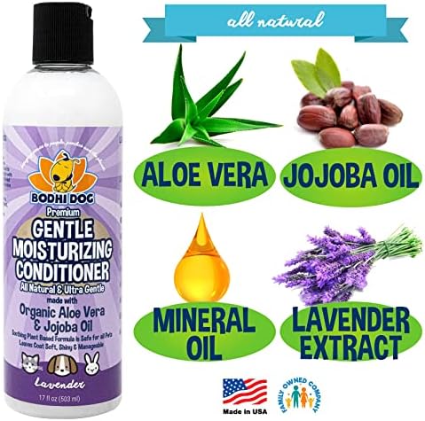 Bodhi Dog Gentle Moisturizing Dog Conditioner - Soothing Plant-Based Formula with Aloe Vera & Jojoba Oil - Hydrates & Softens Coat - Leaves Coat Soft Shiny & Manageable - Lavender Scent (17 Fl Oz)