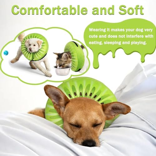 Recovery Donut Collar for Dogs & Cat,Inflatable Dog Cone Collar Alternative After Surgery,Soft Cone for Large Medium Small Dog,Adjustable Pet Neck Donut(Kiwi,M)
