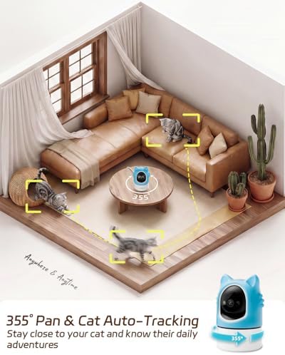 ALIOBC Pet Camera with Phone App Laser Toy 2K Cat Camera no Subscription