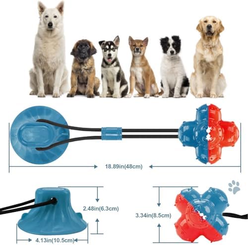 Dog Suction Cup Toy, Suction Cup Dog Toy Tug of War Food Dispensing Ball Play and Exercise Activity for Medium and Large Dogs Self Play Dogs Toys (2, Green)